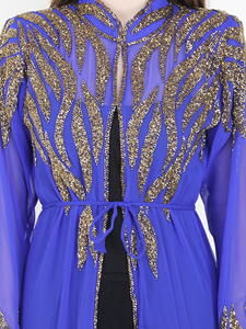 Caftán con bordado de Dubái para mujer, Abaya musulmana antiestática elegante para cóctel nocturno y vacaciones de lujo para vacaciones de primavera - Product Image 6