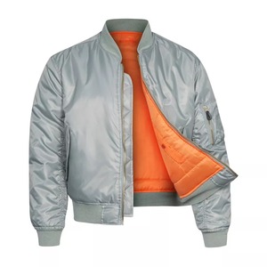 Hot sales 2024 premium stylish flight classic bomber <b>jacket</b> <b>Grey</b> color with ribbed collar hem and sleeve cuff - Product Image 2