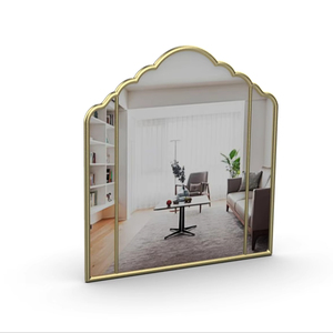 Miroir mural de salle de bain minimaliste moderne fabriqué à la main avec cadre en métal angulaire élégant Design géométrique accrocheur Utilisation décorative - Product Image 1