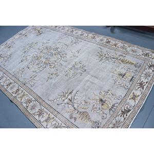 Grand tapis vintage 5,8x9,3 pi (177x282 cm), tapis persan turc blanc - Product Image 4