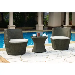 3 Piece Bistro Set Outdoor Garden Table And Chairs Set Outdoor Sofa Furniture Flower Vase Rattan Chair