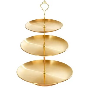 Plato de Postre Popular Chapado en Oro Brillante Hecho a Mano, Plato de Frutas de Metal, Plato para Pastel de Bodas con Hermosa Decoración para Pastel de Bodas - Product Image 6