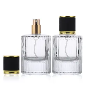 Wholesale Unique Empty Round Crimp Screw Spray 30ml 50ml Clear Luxury Mini Glass Perfume Bottle for Cologne Oil Packaging