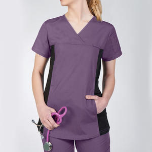 Ensemble de blouses médicales pour femmes de haute qualité en spandex et polyester, manches courtes, col en V, pantalon droit, uniforme d'hôpital, vêtements pour femmes - Product Image 1