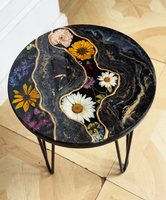 Conception unique de Tableau époxyde rond floral fait main pour la table faite sur commande moderne de meubles des espaces contemporains