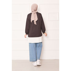 Blusa Holgada para Mujer, con Dobladillo Plisado, Diseño Floral, Cuello con Volantes, Tejido de Viscosa, Talla XL, para Oficina, Primavera/Otoño - Product Image 4
