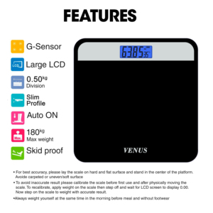 กระจกเทมเปอร์สเกลห้องน้ำพร้อมหน้าจอ LCD ขนาดบางกะทัดรัดพกพาน้ำหนักตัวดิจิทัลขนาดพื้นใช้ในครัวเรือน - Product Image 3