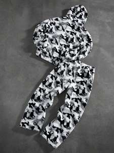 Conjunto Deportivo Unisex de 2 Piezas, Sudadera con Capucha y Pantalones Deportivos, Estampado o Liso, Tallas Grandes, Informal, para Invierno, con Cierre, Ligero y Transpirable - Product Image 2