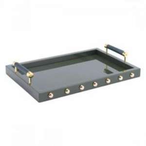 Plateau de service en résine fait main avec surface brillante à détails antiques, léger et durable, parfait pour les fêtes de thé - Product Image 3