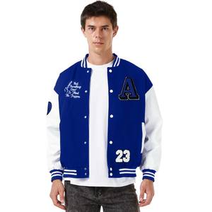 Veste de baseball en cuir à manches avec broderie personnalisée du logo Veste de baseball d'hiver pour hommes - Product Image 6