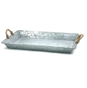 Plateau de service rétro en métal galvanisé Aswan International GT-805, neuf, avec poignées en bois écologiques personnalisées - Product Image 5