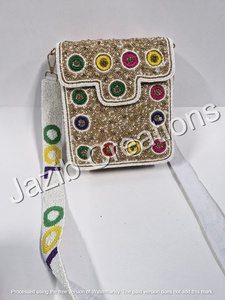 Bolso cruzado con cuentas de diseñador para mujer, bolso de mano de cadena personalizable con forro de algodón, monederos con cuentas de semillas suaves, bolsos - Product Image 2