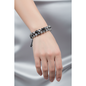 สร้อยข้อมือหินธรรมชาติแบบมาคราเม่สองแถวควอตซ์รูไทเลต 8 มม. - Product Image 4