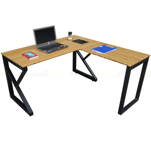 BFKB009-KBamboo L-Shaped 140x150cm Computer <b>Desk</b> with Assembled Legs - Product Image 2