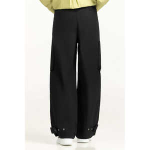 กางเกงคาร์โก้ผ้าแคนวาสทรงตรงเอวสูงสำหรับผู้หญิง รุ่น WM-NDJ-SS25-004 สไตล์ฮิปฮอปและทรงปาลาซโซ่ สีพื้น แฟชั่นทันสมัย - Product Image 3