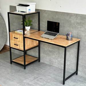 Estación de Trabajo BD68096 con Estante y Cajón Integrados, Acero y Madera con Madera de Caucho, Muebles de Oficina Prácticos y Elegantes - Product Image 4