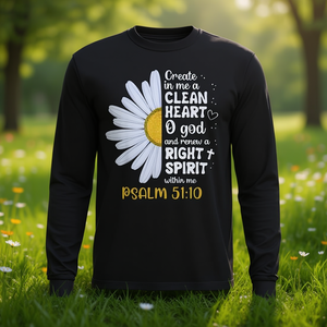 Maglietta a maniche lunghe Psalmo 51: Crea un cuore puro - La promessa di Dio per promozioni religiose - Product Image 3