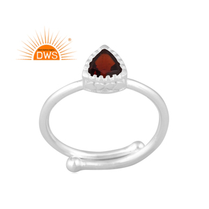 Nouvellement conception Fine en argent Sterling grenat naturel pierre précieuse bague réglable bijoux pour femmes cadeau pour elle - Product Image 1