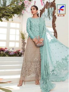 Beautiful Indian <b>Net</b> Gown <b>Dupatta</b> Set With Embroidery Hand Work Georgette Sequence Gown for Women and Girls Festive Partywear - Product Image 3