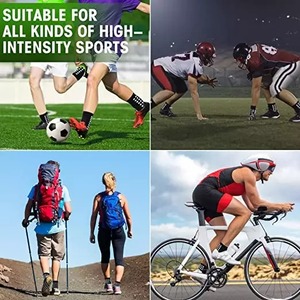 Chaussettes de football pour adultes et enfants, chaussettes de sport professionnelles longues, chaussettes hautes jusqu'au genou, rayées de couleur, respirantes, pour le football, le volleyball - Product Image 2