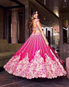 Ropa de boda tradicional india y paquistaní Heavy Zari Work bordado Lehenga Choli colecciones para funciones nupciales - Product Image 4