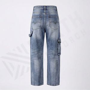 Wholesale Breathable Custom Denim Pants Cargo <b>Women's</b> <b>Jean</b> Cotton Light Washed <b>Baggy</b> Loose Streetwear Ladies Trousers <b>Jeans</b> - Product Image 2