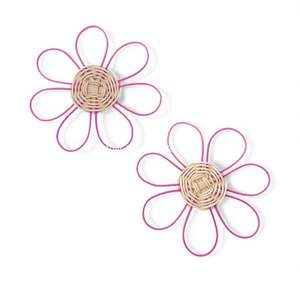 Décoration murale en fleurs tissées naturelles, faite à la main, pour chambre de bébé, crèche, intérieur calme et minimaliste - Product Image 2