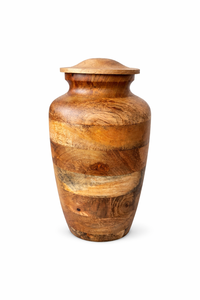 Urne en bois naturel haute avec une forme incurvée lisse et des tons terreux chaleureux pour l'affichage commémoratif - Product Image 4