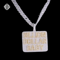 Pendentif personnalisé en argent plaqué 925 avec diamants Moissanite Iced Billion Dollar Baby pour hommes et femmes, bijoux Hip Hop Bling Rapper Streetwear