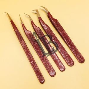 Nouvelles pinces à épiler pour extensions de cils avec pointe dorée scintillante, couleur marron, pinces à épiler personnalisées, magnifiques pinces à épiler, cils de vison - Product Image 2