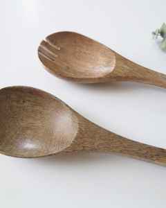 Juego de 2 Servidores de Ensalada de Madera Natural, Elegantes Utensilios de Madera para Ensalada - Product Image 2
