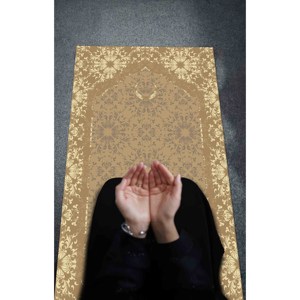 3D Printed Islamic Design Elegant Beige Prayer <b>Rug</b>,Nonwoven <b>Thin</b> <b>Rug</b> - Product Image 3