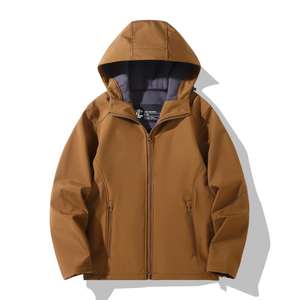 Chaqueta de Forro Polar Cortavientos con Cremallera Delantera y Cuello Alto con Capucha, Estilo Minimalista Informal, Delgada, Vintage, para Hombre, JAC22 JK0109 - Product Image 2