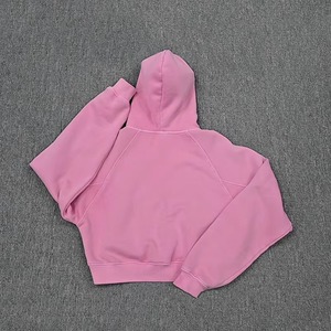 Nouveau style de sweat à capuche court de haute qualité avec logo personnalisé pour femmes, sweat court à la mode délavé à l'acide, couleurs unies, polaire 420gsm, sweat à capuche pour femmes - Product Image 2
