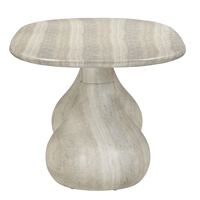 Table de salle à manger extérieure de luxe pour villa, en marbre travertin, forme ovale, très durable, pour intérieur et extérieur, avec deux pieds de support, de grande taille et lourde