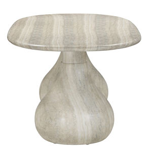 Table de salle à manger extérieure de luxe pour villa, en marbre travertin, forme ovale, très durable, pour intérieur et extérieur, avec deux pieds de support, de grande taille et lourde - Product Image 3