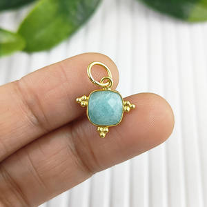 จี้รูปทรงอัญมณีแบบ Cushion ประดับคริสตัลอะเมโซไนต์ ชุบทองบนเงินแท้ สำหรับทำต่างหูและสร้อยคอ เหมาะสำหรับงานปาร์ตี้ - Product Image 4