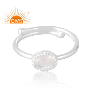 Vente chaude 925 Sterling Silver Natural Rainbow Moon Gemstone Ring Bijoux personnalisés pour les femmes Cadeau pour elle - Product Image 3