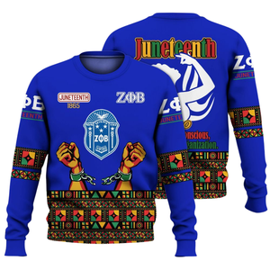 Zeta Phi Beta Sorority Crewneck Sweatshirt <b>Blue</b> 1920 Greek Letter Apparel <b>Women</b> Embroidered Fleece Pullover - Product Image 5