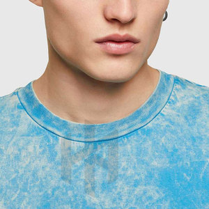 T-shirts délavés à l'acide pour hommes avec logo personnalisé en gros 100% coton solide écologique respirant à manches courtes tenue décontracté - Product Image 3