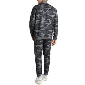 Survêtement en molleton cargo respirant personnalisé pour homme, streetwear, 100% coton, uni, col rond, survêtement et pantalon de survêtement - Product Image 2