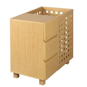 Giỏ Đựng Đồ Giặt Bằng Tre Có 3 Ngăn Kéo Và Một Giỏ Lớn, Giỏ Đựng Quần Áo Chia Ngăn - Product Image 1
