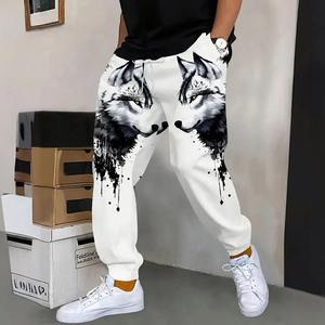 2025 nouvelle mode impression correspondant couleur pantalons de survêtement hiver épais chaud pantalon hommes ample décontracté poche cordon pantalons de survêtement - Product Image 1