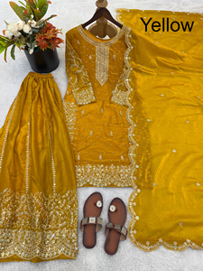 Collection de robes de mariée Salwar Kameez de créateur en micro-coton, pour soirée, coupe longue et ample, anti-humidité, entièrement cousues - Product Image 3