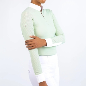Camisa ecuestre ventilada para mujer Ropa personalizada elástica ligera de 4 vías Venta al por mayor Baselayer Top Camisas de equitación - Product Image 4