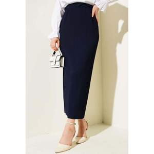 <b>Pleated</b> <b>Fabric</b> Pencil Skirt Navy Blue - Product Image 1