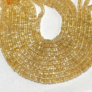 Cuentas Heishi cuadradas de cuarzo citrino natural, cuentas de virutas de piedras preciosas naturales, Centro perforado - Product Image 3