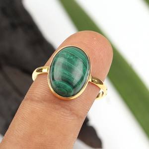 Gran oferta, malaquita Natural, 10x14mm, forma ovalada, Plata de Ley 925, chapado en rodio, oro de 18 quilates, declaración de eternidad, joyería para mujer - Product Image 4