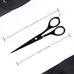 Black Color Coated 5.5" Sharp Blade Barber <b>Scissors</b> With Leather Pouch Professional Barber <b>Hair</b> <b>Cutting</b> <b>Scissors</b> - Product Image 3