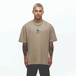 เสื้อยืดสำหรับผู้ชายเสื้อยืดผ้าคอตตอน100% เรียบขนาดใหญ่โชว์ไหล่สำหรับผู้ชาย - Product Image 1